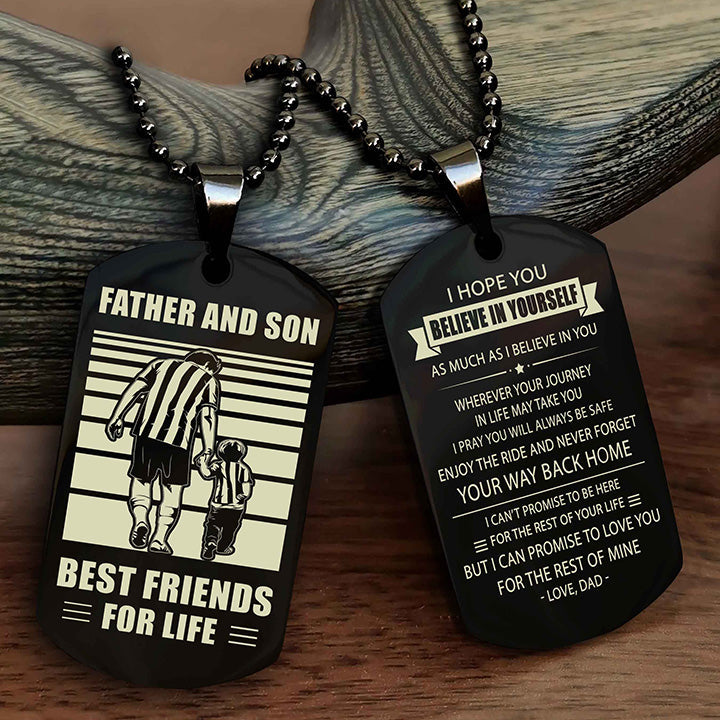Viking Personalized Double Sided Dog Tag Black To My Son I Love You - Enjoy The Ride And Never Forget Your Way Back Home From