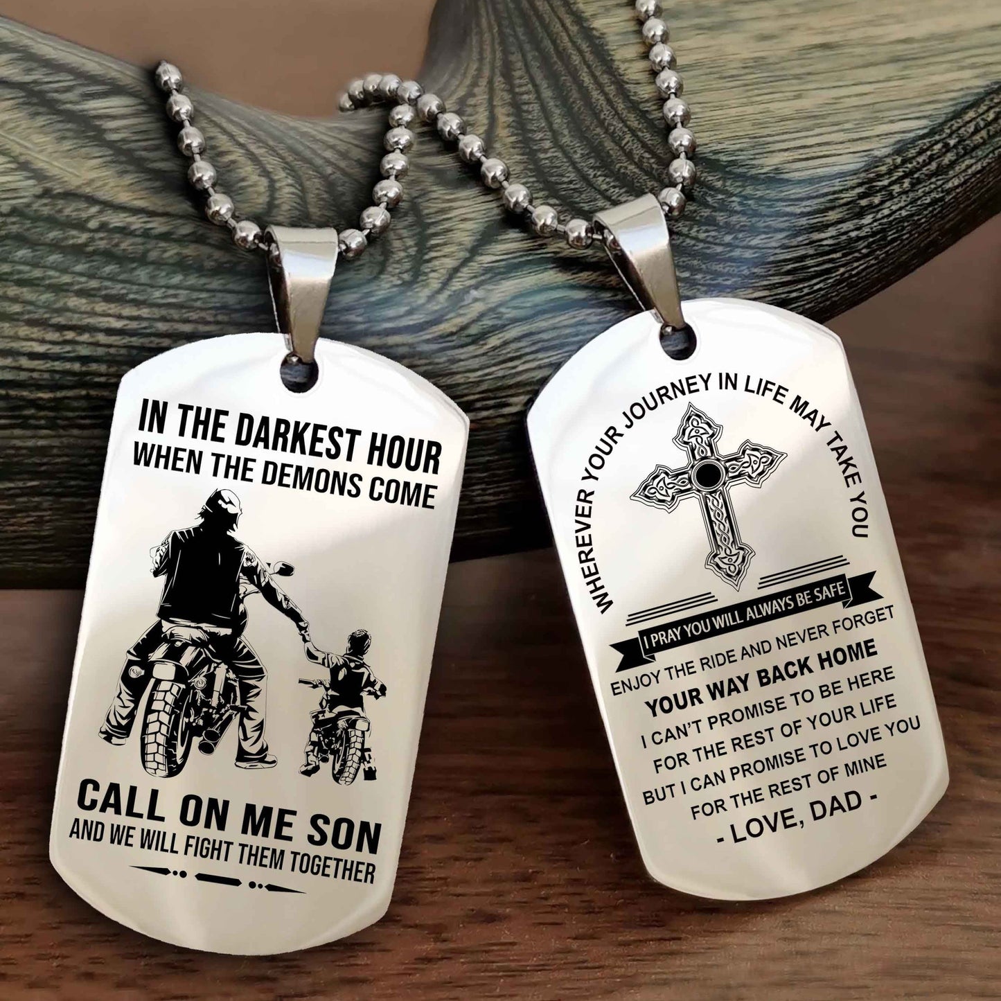 Samurai Double Sided Cross Dog Tag Call On Me Son - Gift For Son From Dad Your Way Back Home