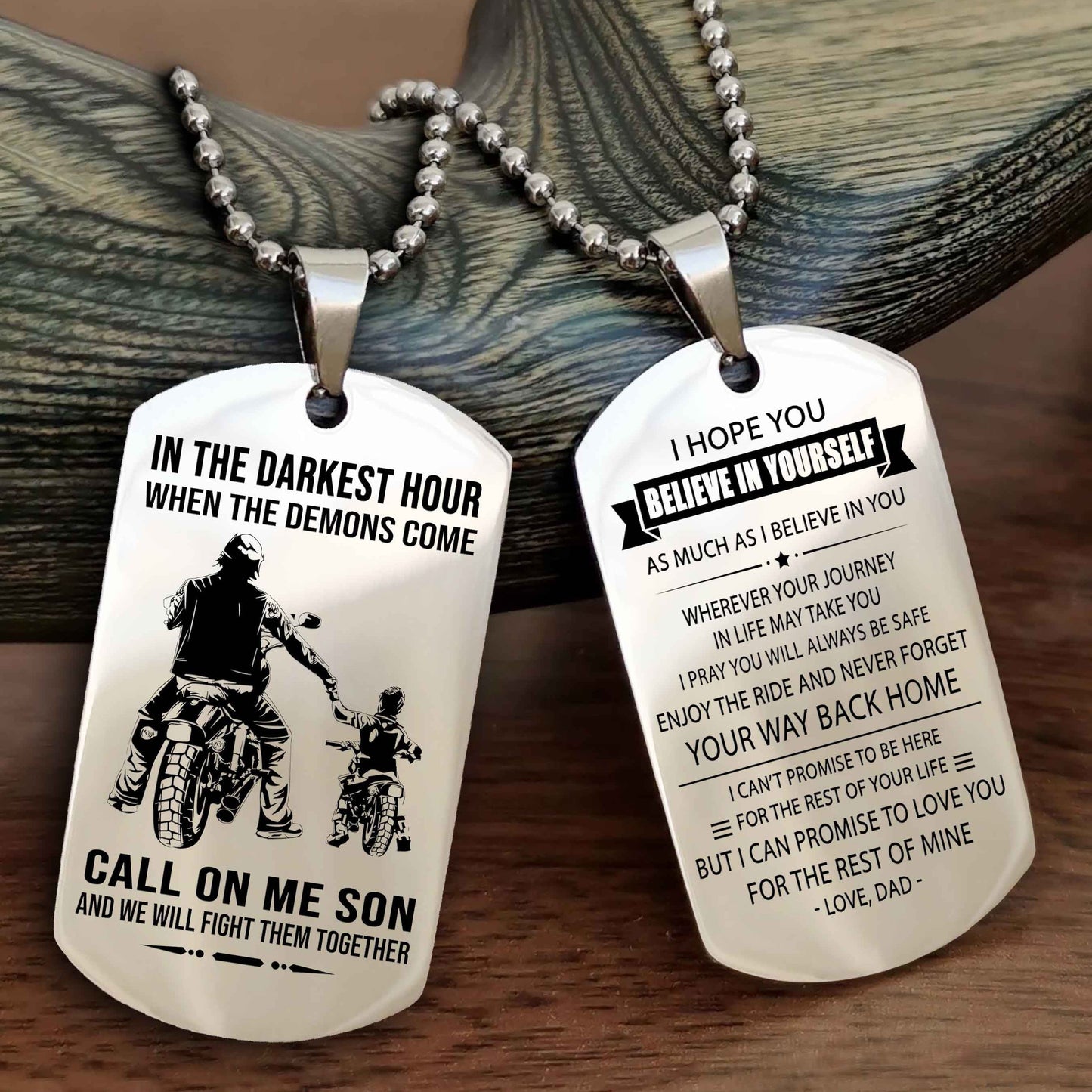 DRB Double Sided Dog Tag Call On Me Son - Gift For Son From Dad Never Forget Your Way Back Home