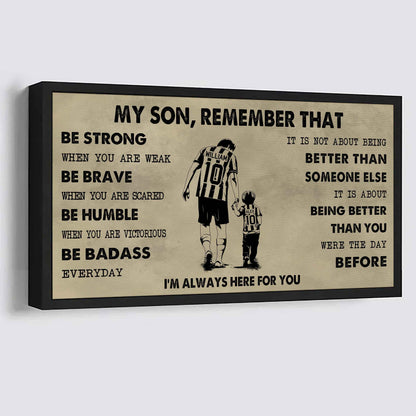 Personalized Sport Poster Canvas - My Son Remember That Be Strong When You Are Weak Be Badass Everyday