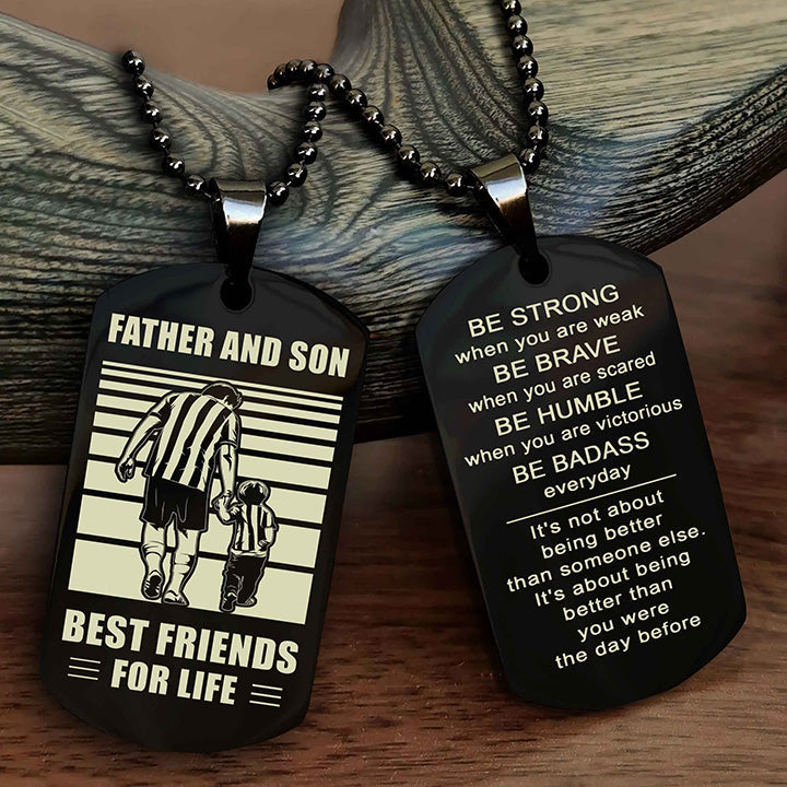 Cowboy Personalized Double Sided Dog Tag To My Son I Love You - Be Strong When You Are Weak Gift From Dad To Son