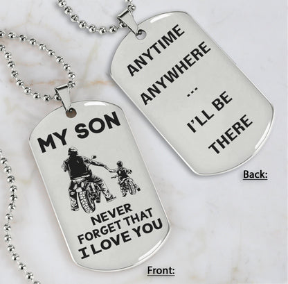 DRB Personalized Double Sided Dog Tag To My Son Never Forget That I Love You - Anytime Anywhere I Will Be There