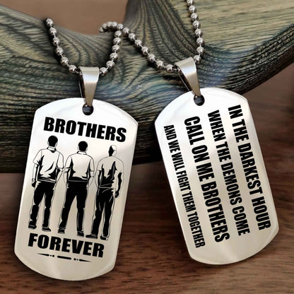Samurai Engraved Double Sided Dog Tag Call On Me Brother NAG Brothers Forever We Will Fight Them Together