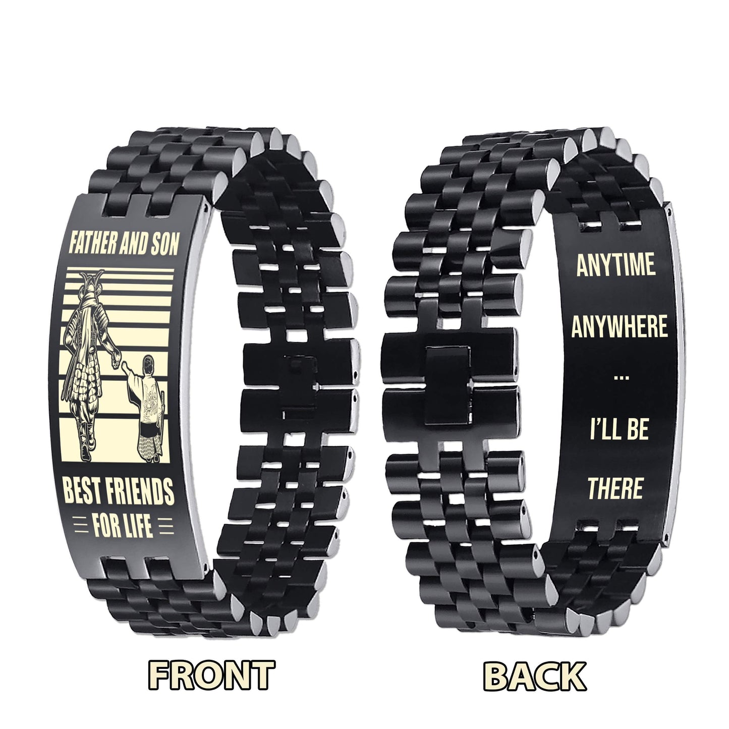 Samurai WBH Personalized Double Sided Bracelet Father And Son Best Friends For Life - Message on the back side