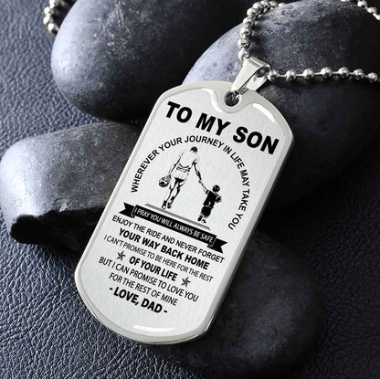 DRB Military Chain 18K Gold Plated Silver Plated To My Son Never Forget Your Way Back Home