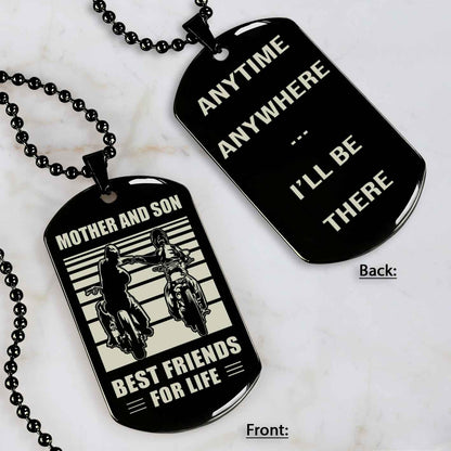 Biker Personalized Double Sided Dog Tag Mother And Son Best Friends For Life - Message on the back side