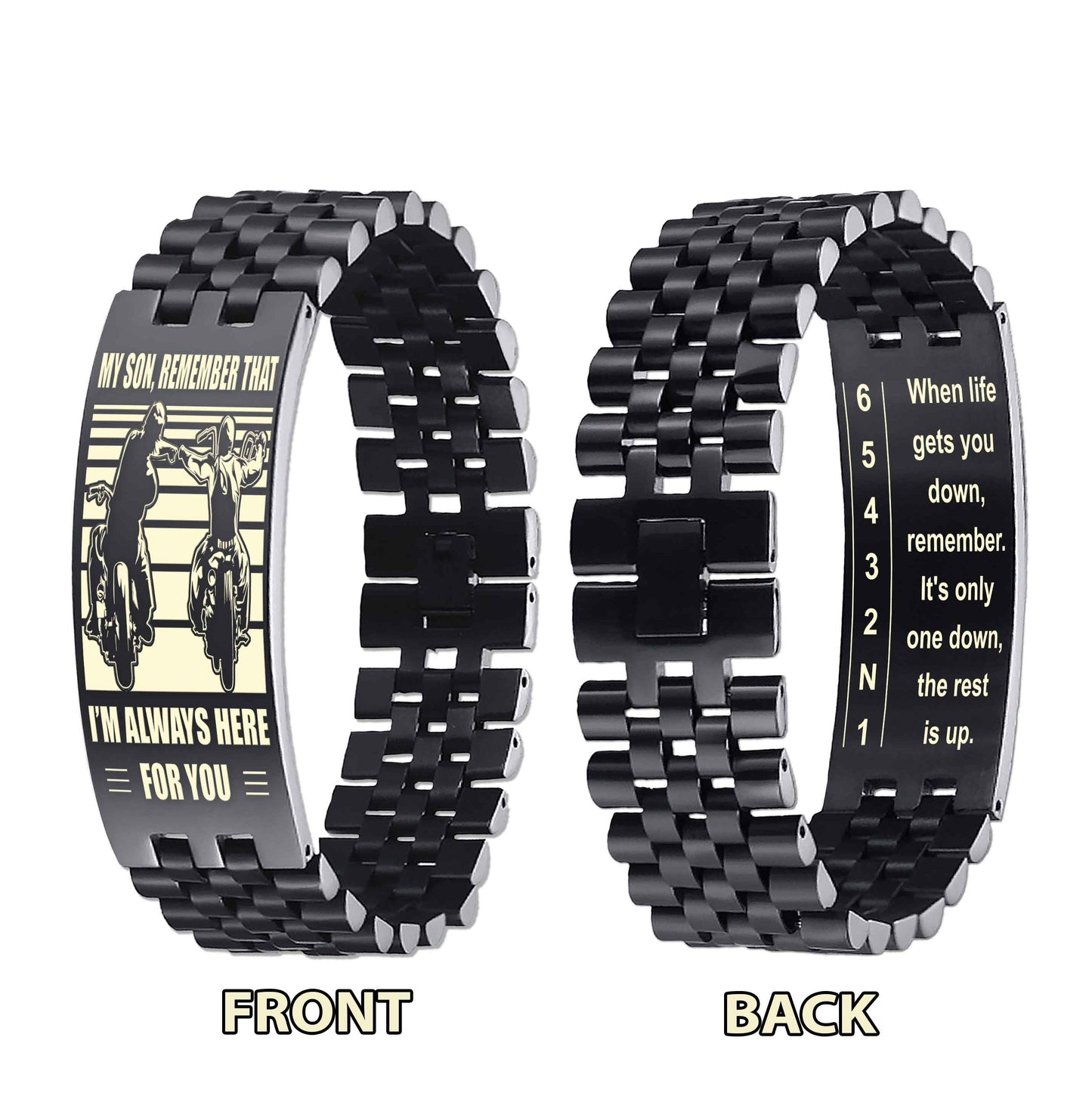 Biker double side bracelet, When life gets you down, remember. It’s only one down, the rest is up.