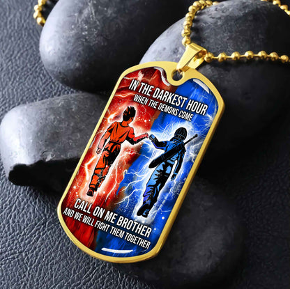 DRB Military Chain Silver Plated 18K Gold Plated Silver Plated Call On Me Brother And We Will Fight Them Together