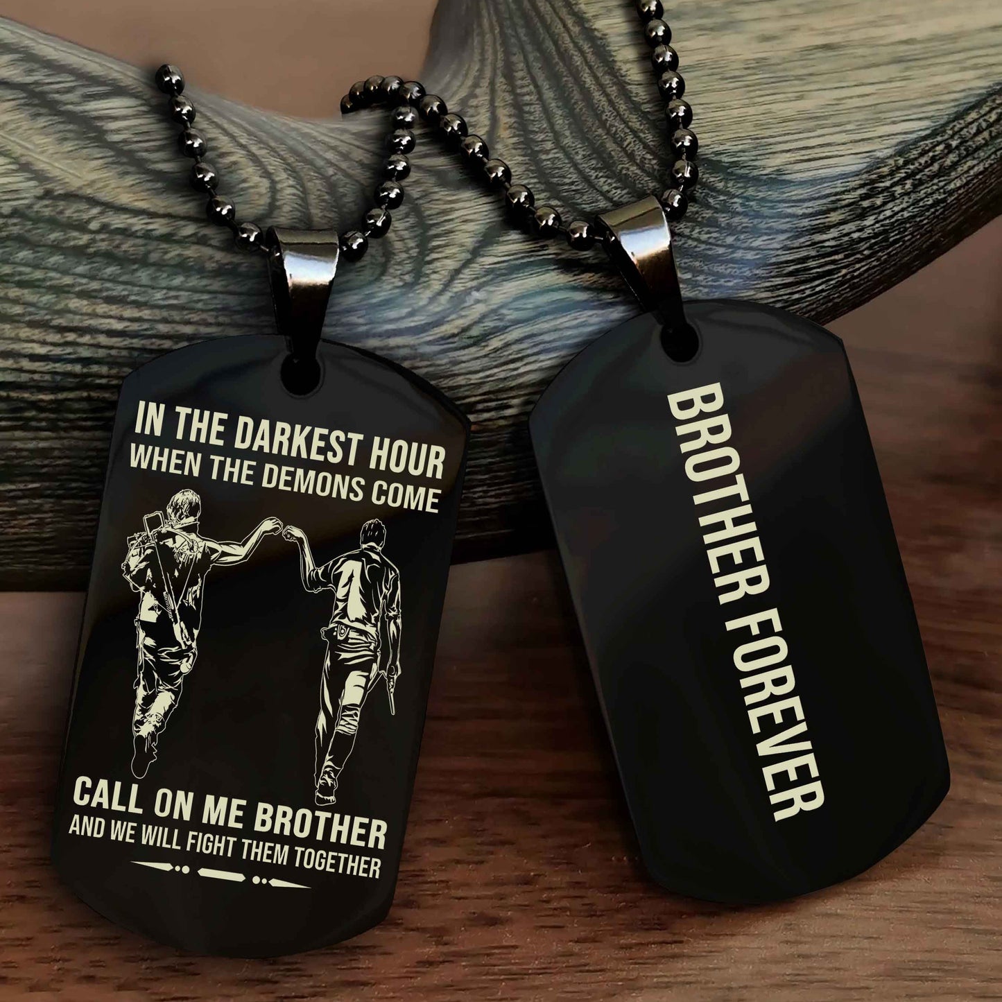 Cowboy Customizable engraved black dog tag double sided gift from brother, brother forevers
