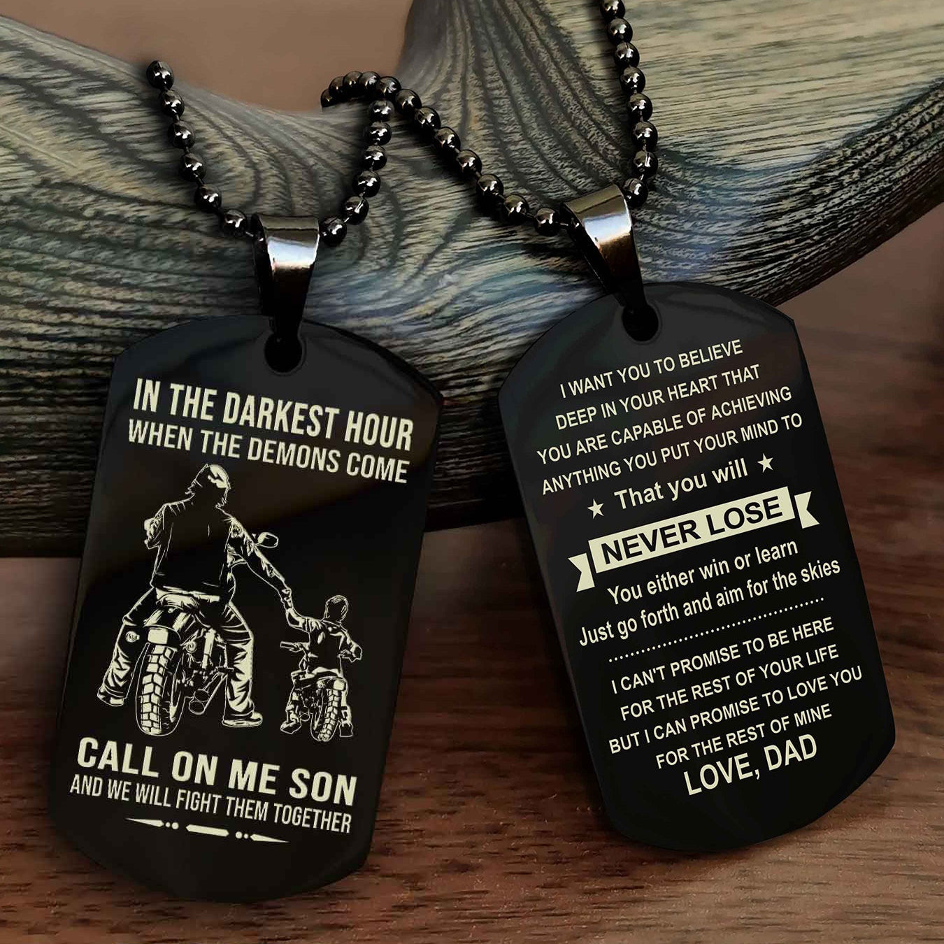 DRB Double Sided Dog Tag Call On Me Son - Gift For Son From Dad You Will Never Lose You Either Win Or Learn