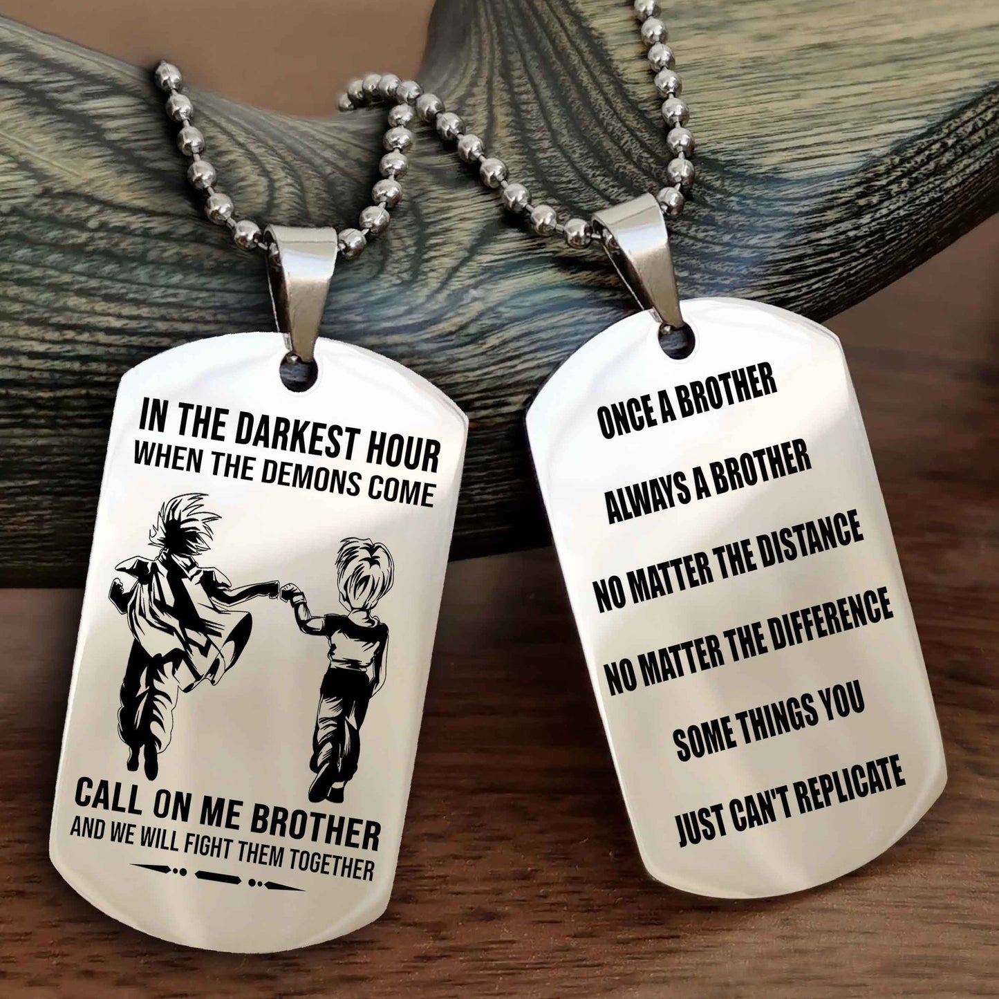 Customizable engraved dog tag double sided gift from brother Once A Brother Always A Brother