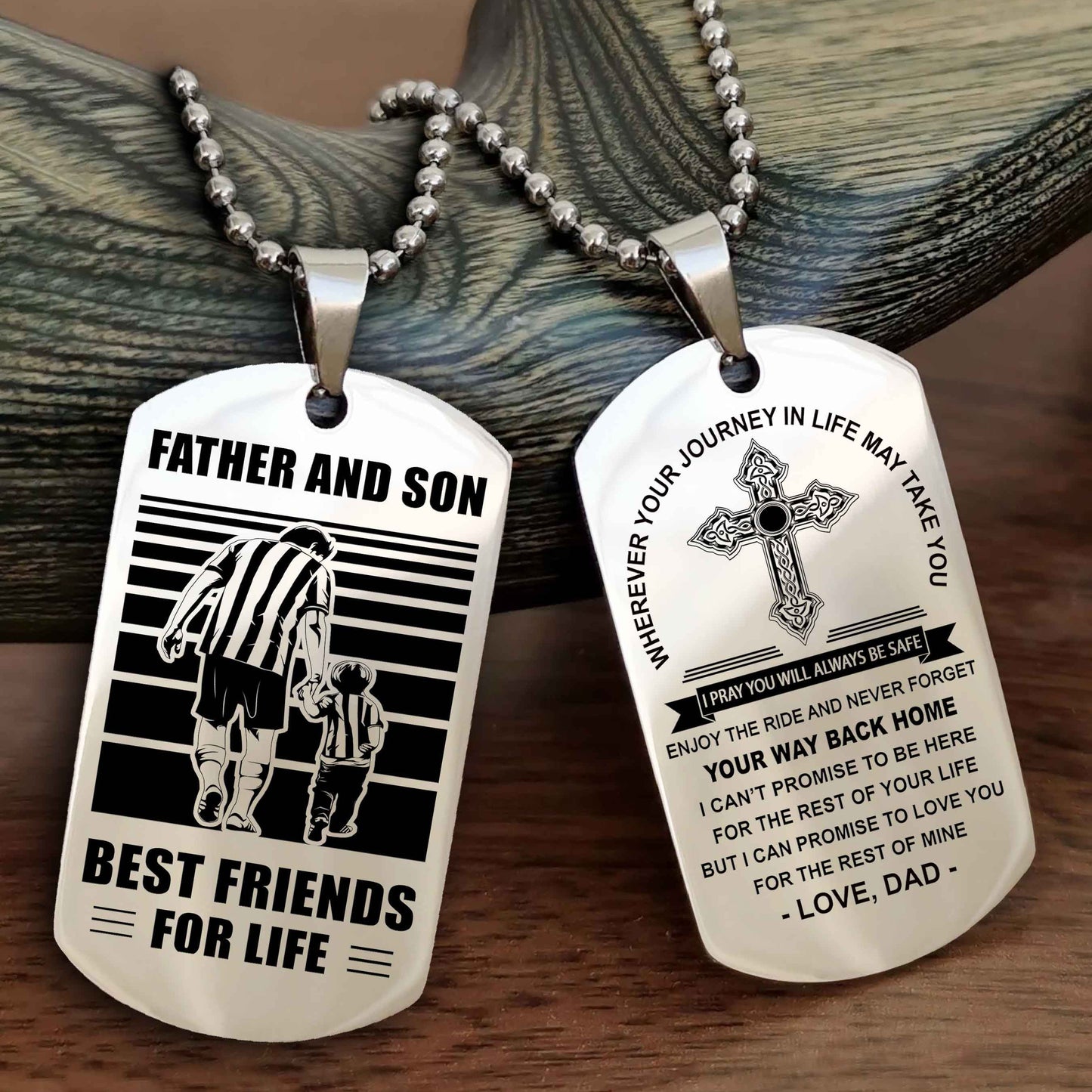 Samurai Cross Double Sided Dog Tag Father And Son Best Friend For Life - Gift For Son Never Forget Your Way Back Home