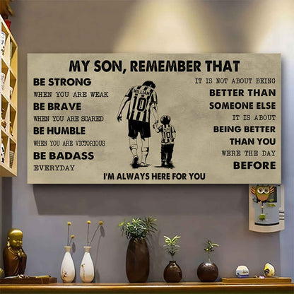 Personalized DRB Poster Canvas - My Son Remember That Be Strong When You Are Weak Be Badass Everyday