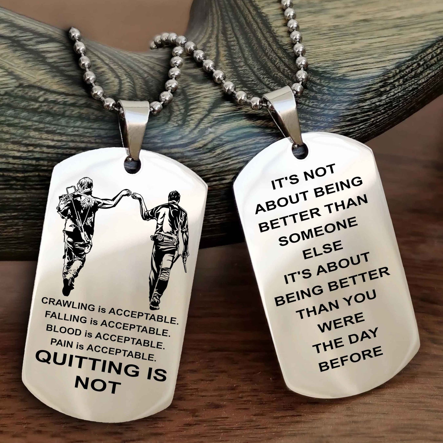Spartan Double Sided Dog Tag Quiting Is Not It Is About Being Better Than You Were The Day Before