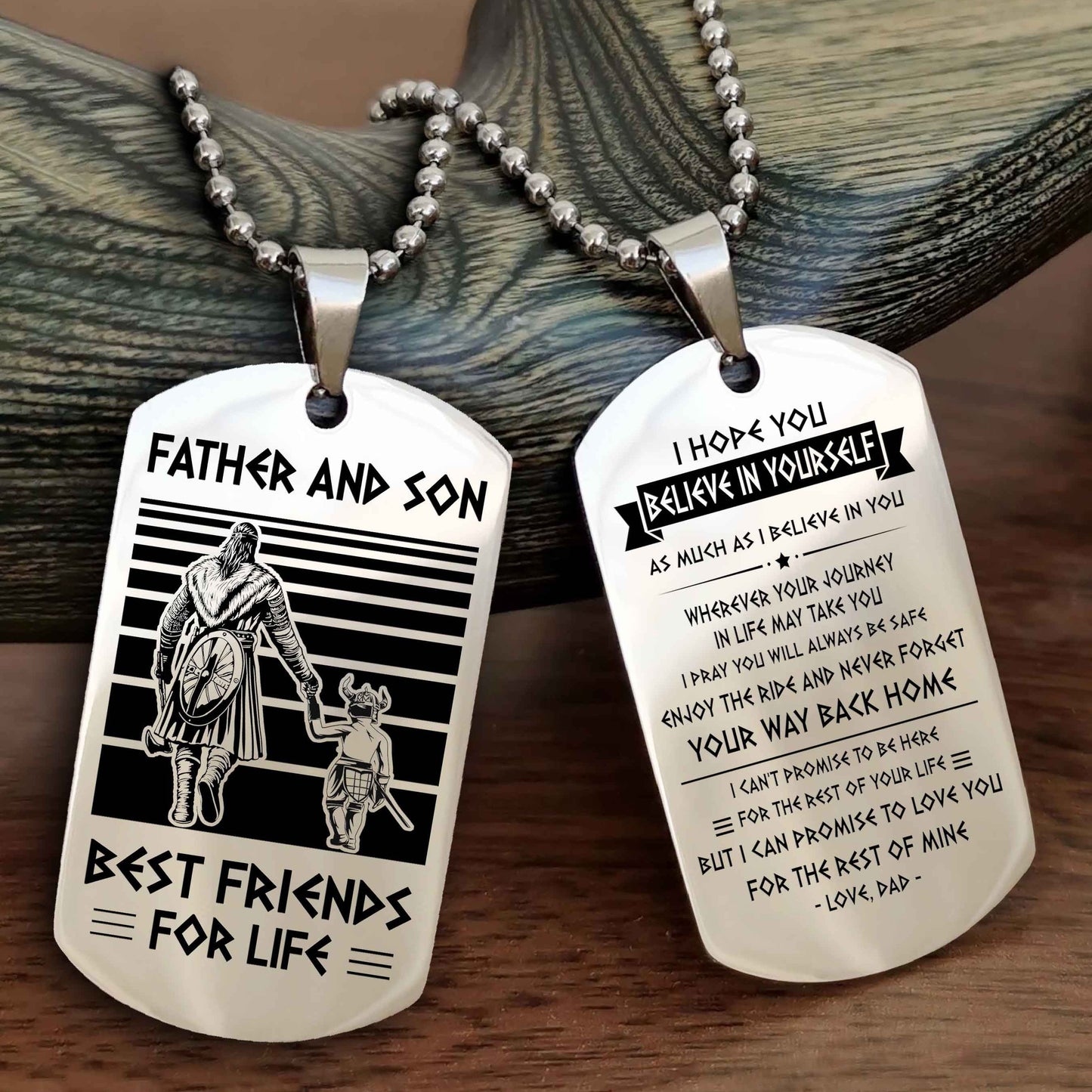New Viking Double Side Dog Tag Father And Son Best Friends For Life From Dad To Son With Message On The Back Gift For Your Son