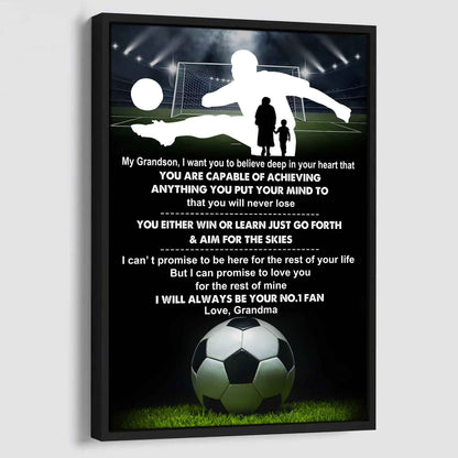Baseball Poster Canvas Grandma To Grandson - That You Will Never Lose You Either Win Or Learn I Will Always Your No 1 Fan