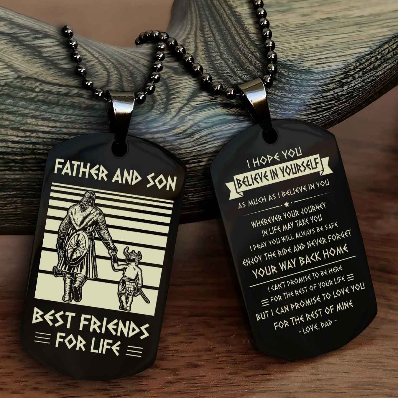 New Viking Double Side Dog Tag Father And Son Best Friends For Life From Dad To Son With Message On The Back Gift For Your Son