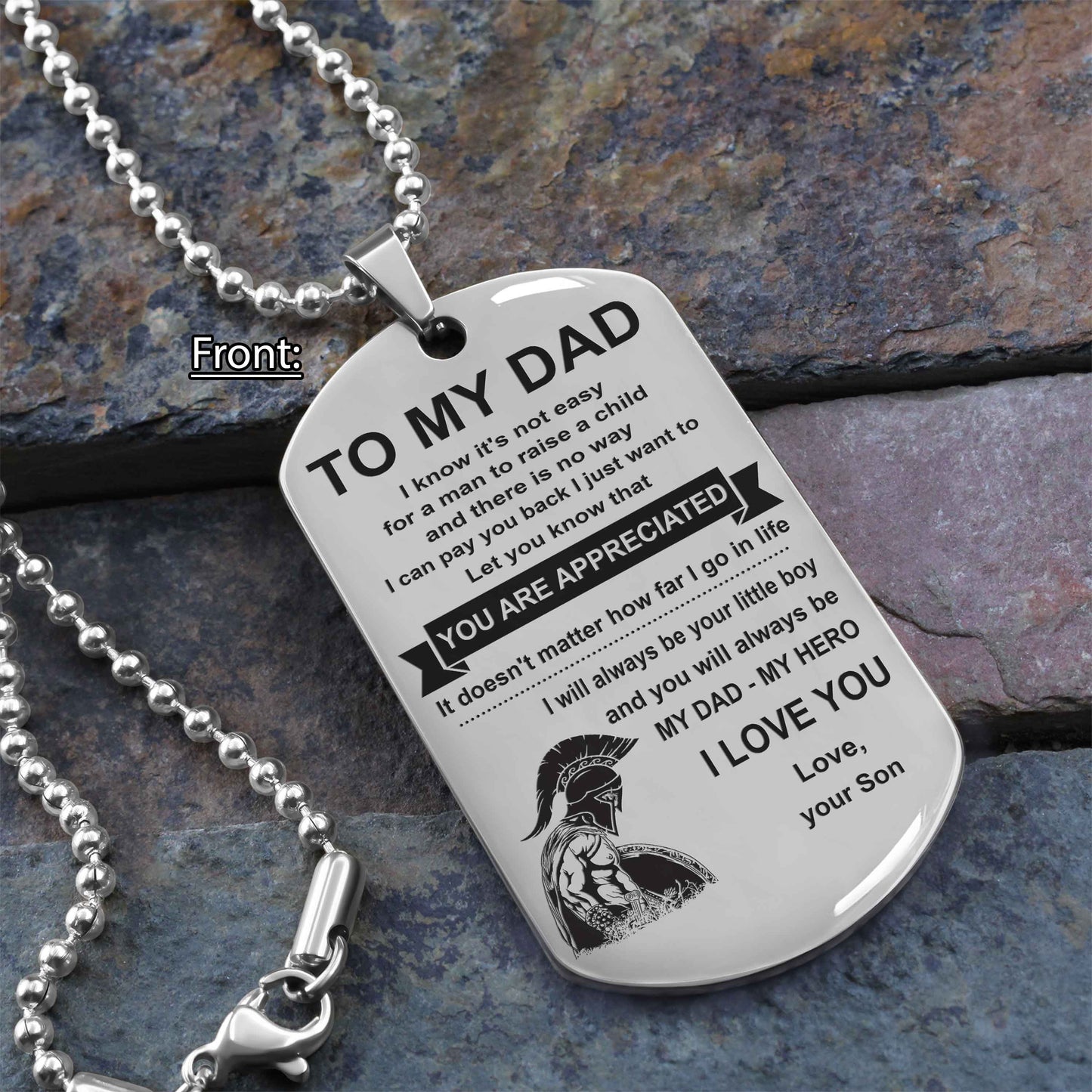 Biker One Side Dog Tag To My Dad I Know It's Not Easy - You Are My Hero Gift From Son To Dad Father's Day Gift
