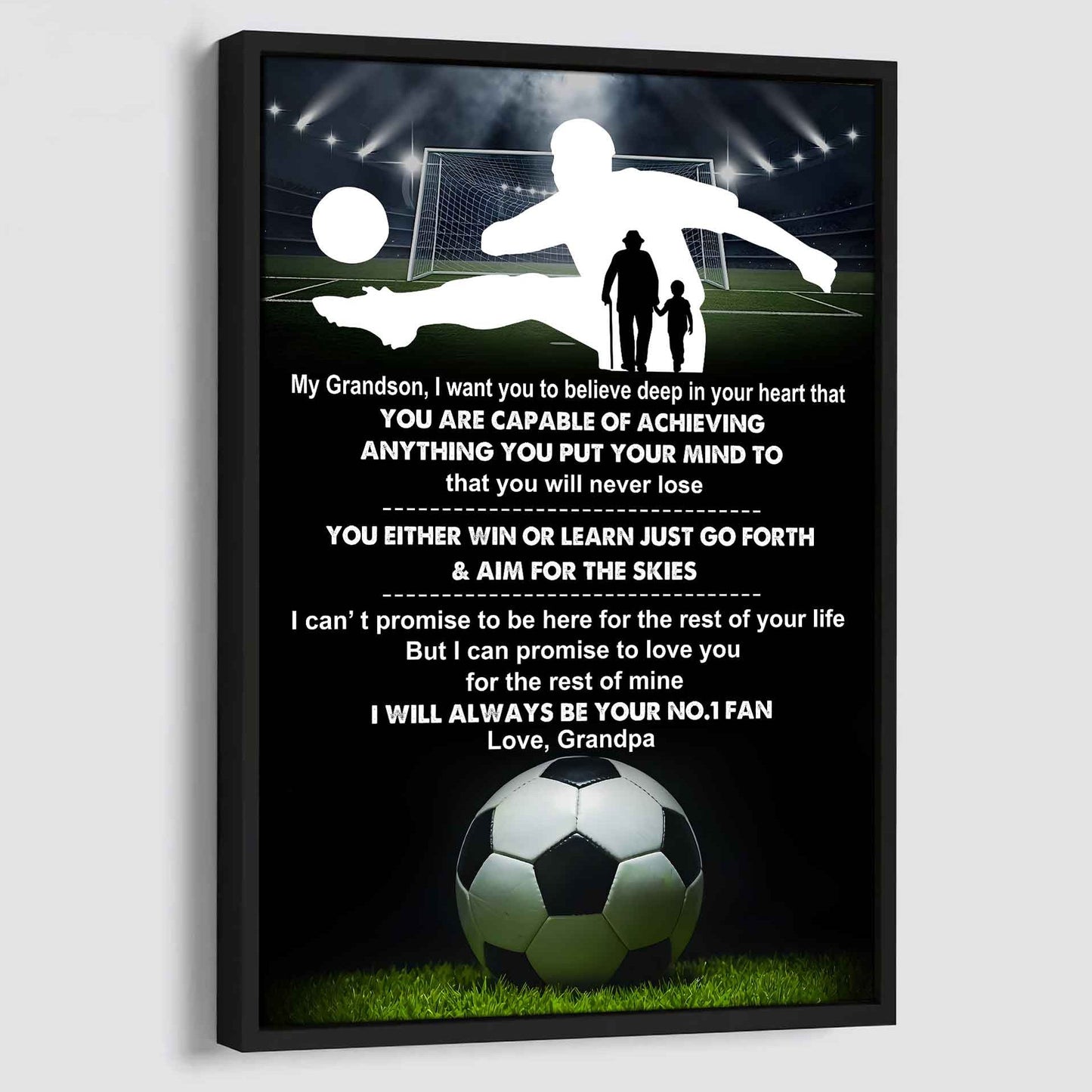 American Football Poster Canvas Granpa To Grandson - That You Will Never Lose You Either Win Or Learn I Will Always Your No 1 Fan