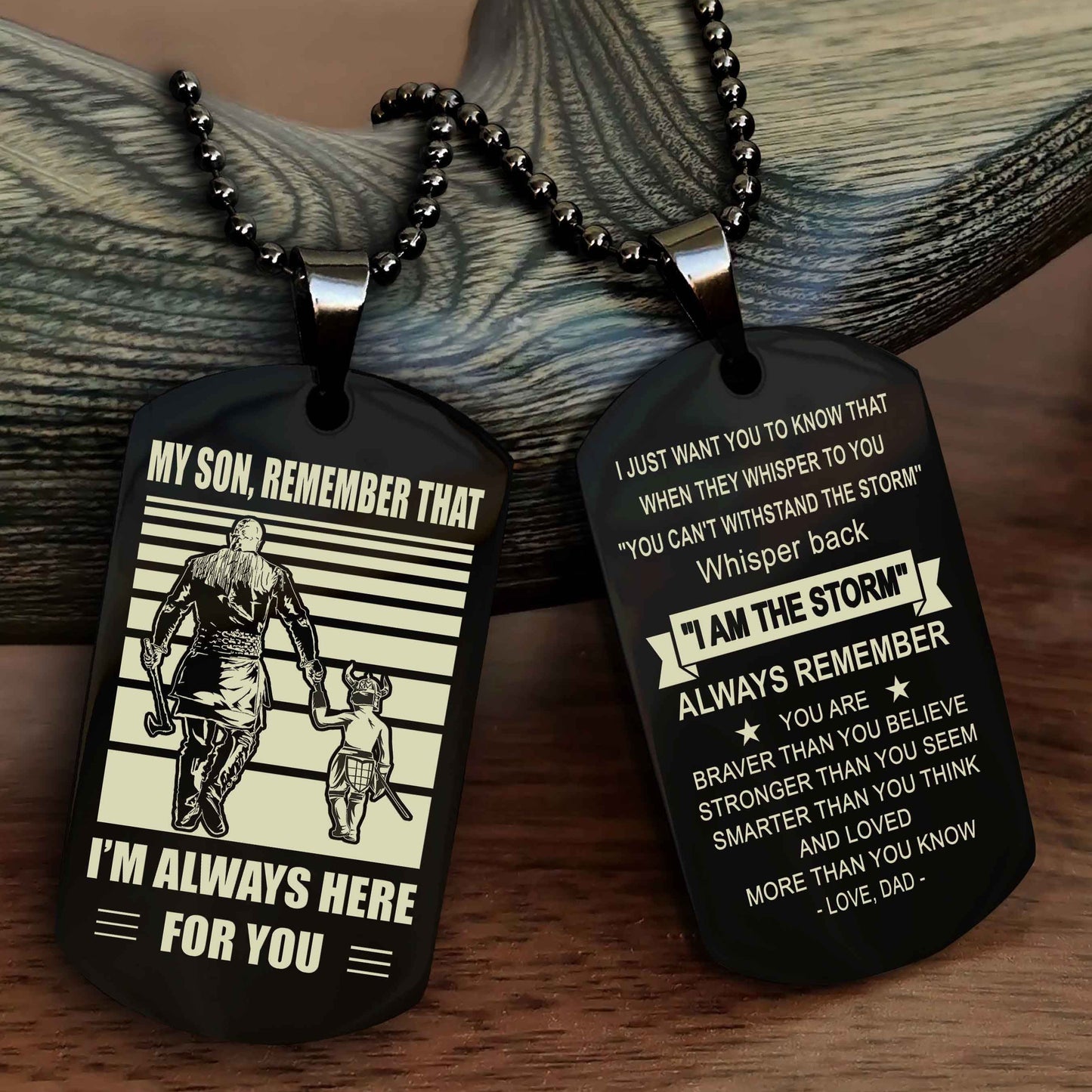 Biker Personalized Double Sided Dog Tag My Son Remember That I Will Always Here Whisper Back I Am The Storm