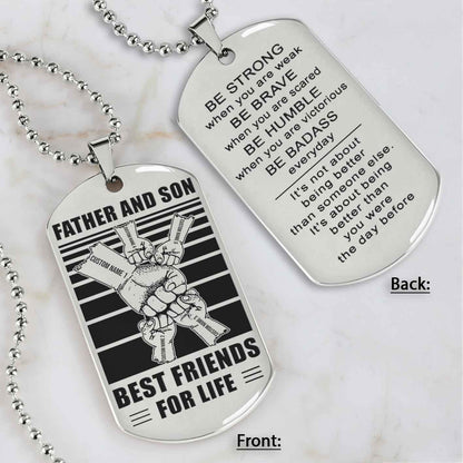Family Fist Bump Team 5 Personalized Double Sided Dog Tag Father  And Son Best Friends For Life - Message on the back side