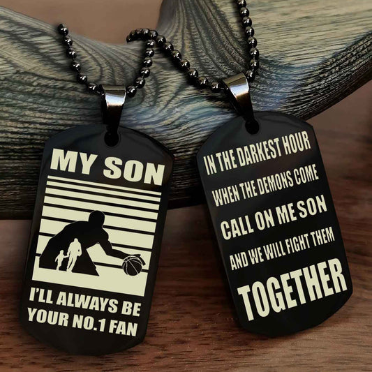 Sport Personalized Double Sided Dog Tag I Will Always Be Your No 1 Fan - Call On Me Son From Dad And Mom