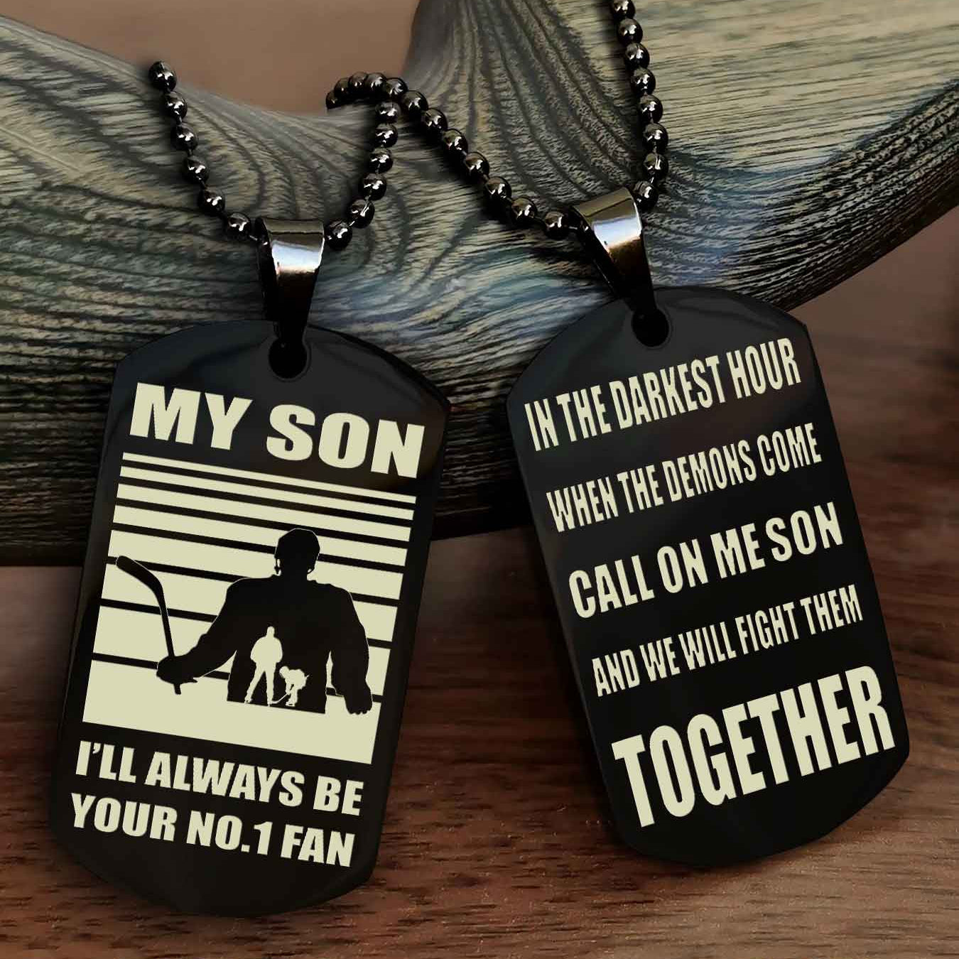 Sport Personalized Double Sided Dog Tag I Will Always Be Your No 1 Fan - Call On Me Son From Dad And Mom