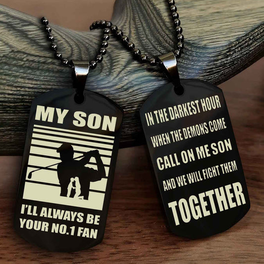 Sport Personalized Double Sided Dog Tag I Will Always Be Your No 1 Fan - Call On Me Son From Dad And Mom