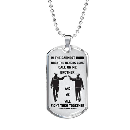 Sailor silver dog tag call on me brother
