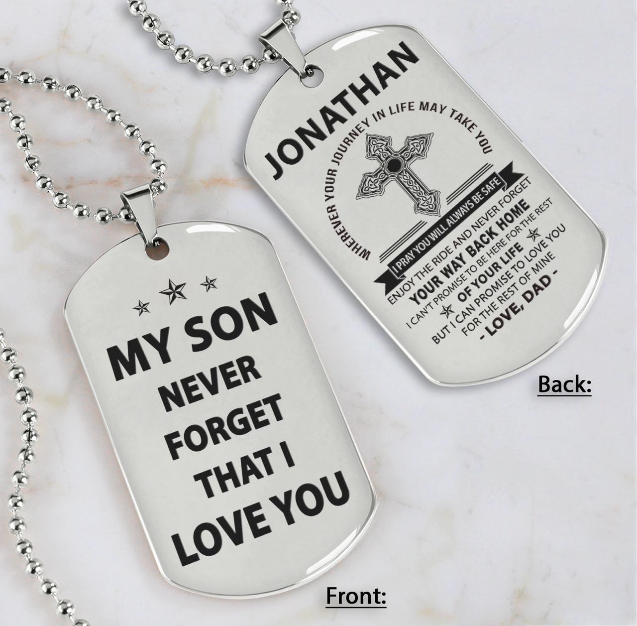 Family dog tag from dad to son