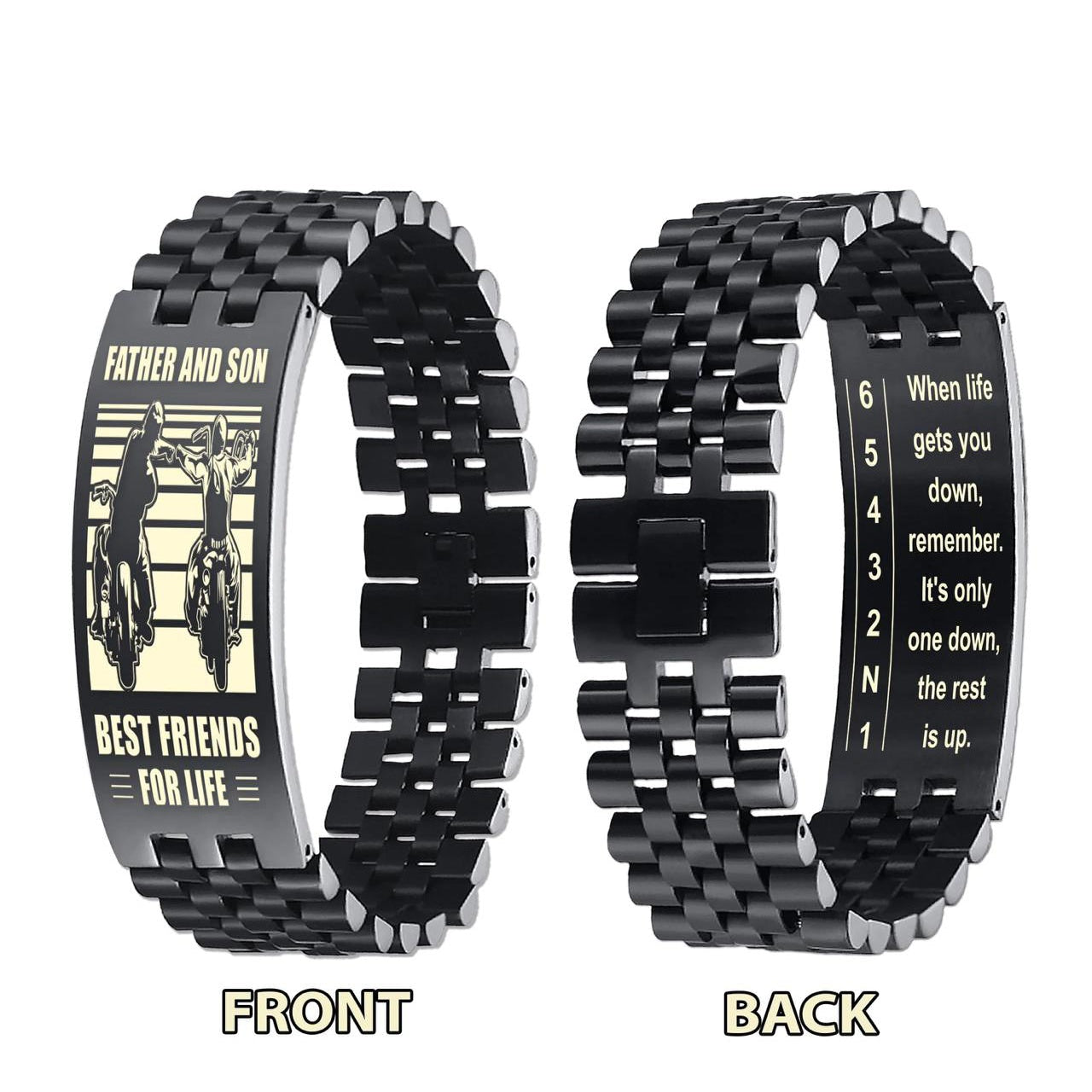 Biker double side bracelet for brother, When life gets you down, remember. It’s only one down, the rest is up.