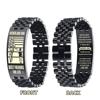 GK WBH WBH Personalized Double Sided Bracelet Father And Son Best Friends For Life - Message on the back side